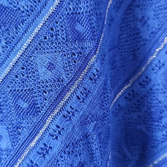 VITAMIN A | Summer Dress Beach Tunic V-neck Blue Gold Sz LARGE - Picture 4 of 5